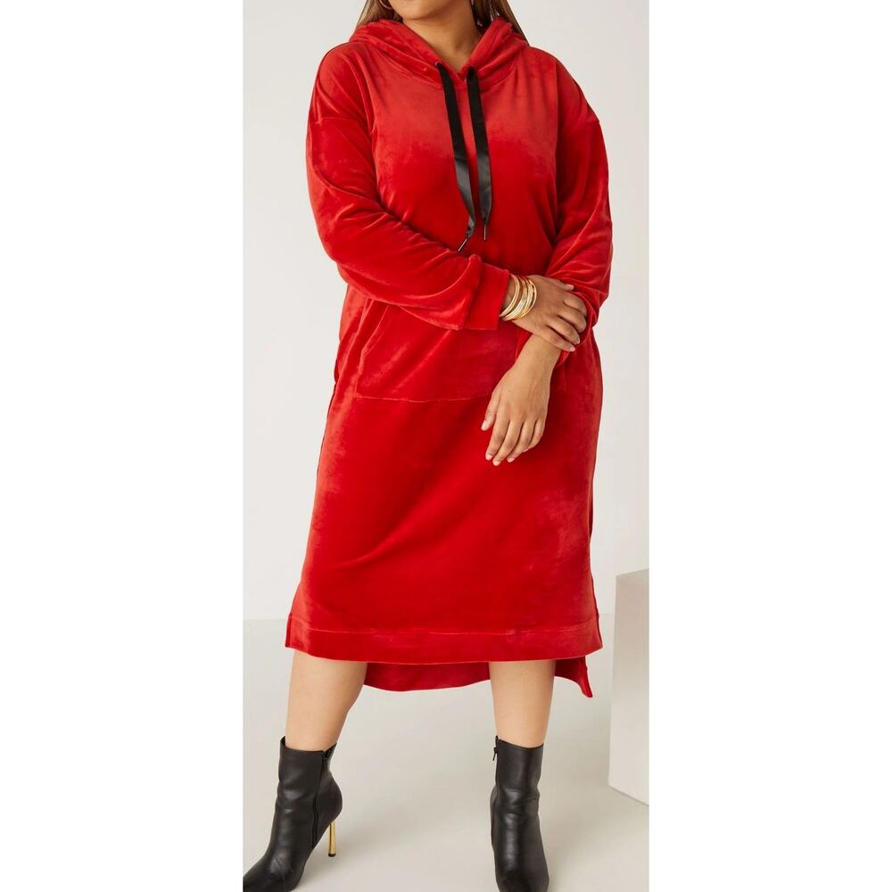 PLUS Size 22/24 3X | Women’s Hooded Stretch Velour Dress Loungewear | NWT